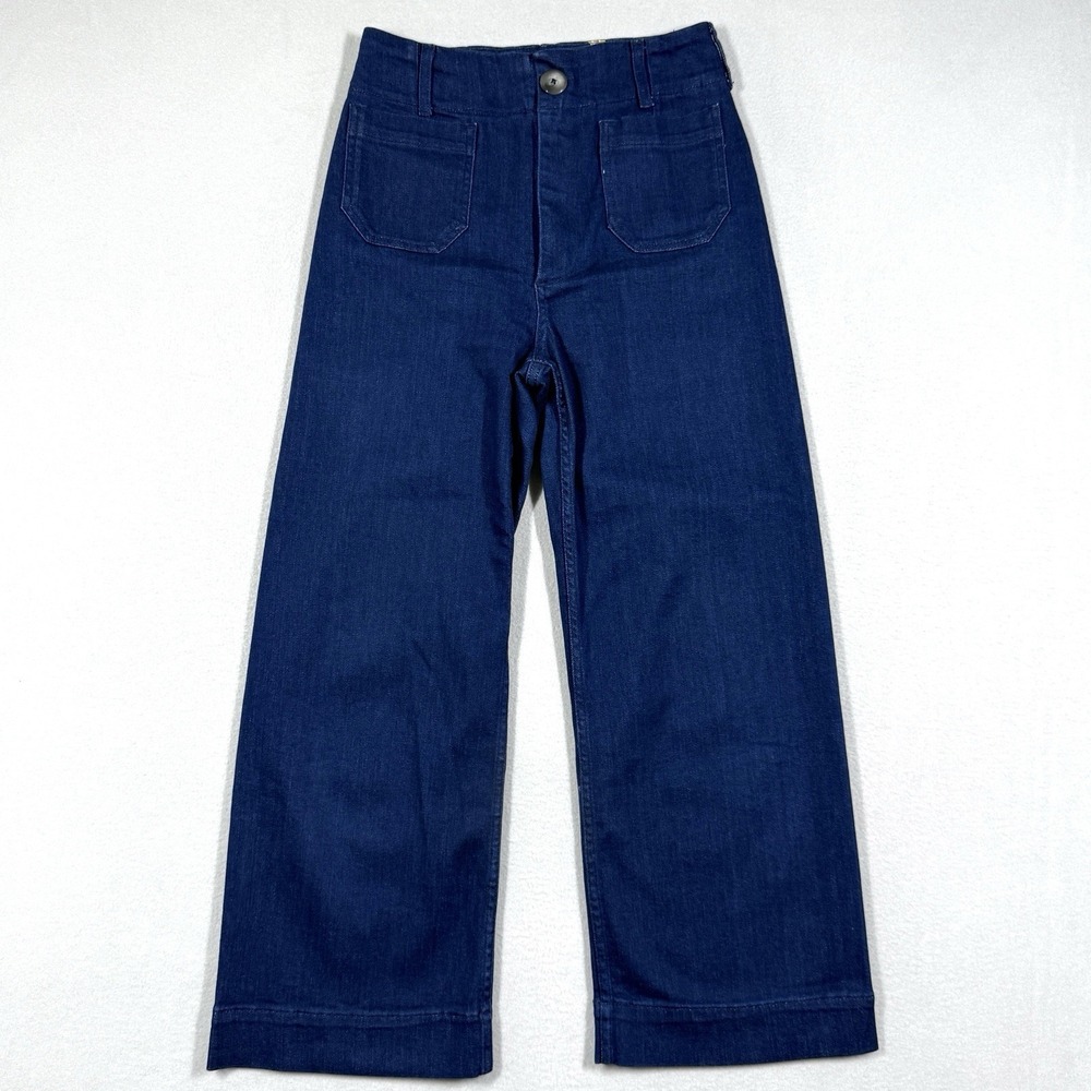 Maeve Anthropologie Jeans Womens 27 The Colette Wide Leg Crop Denim Patch Pocket - Picture 1 of 13